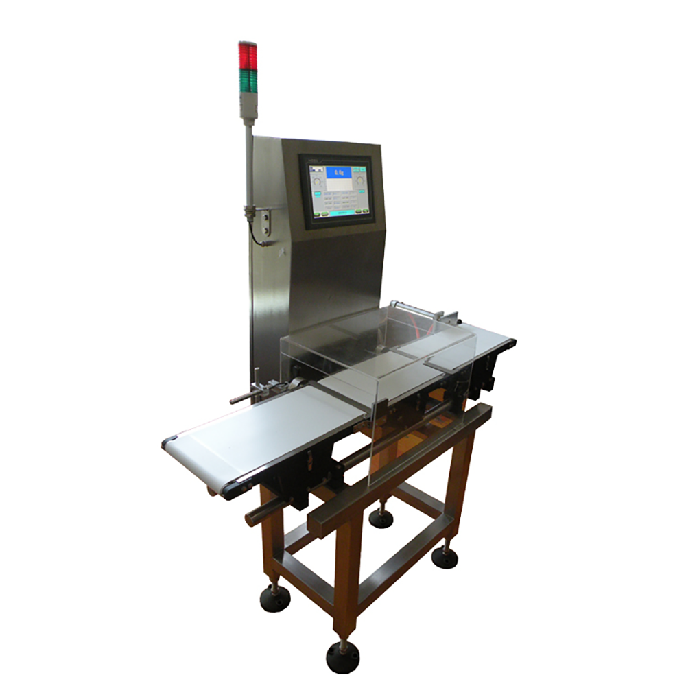 Online automatic checkweigher with push rejector